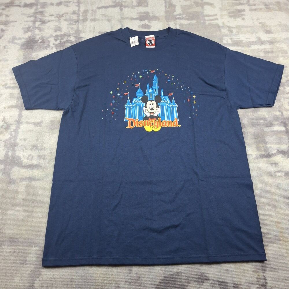 Vtg 90s Disneyland Mickey Inc Castle T Shirt XL NWT Deadstock Made In USA Navy